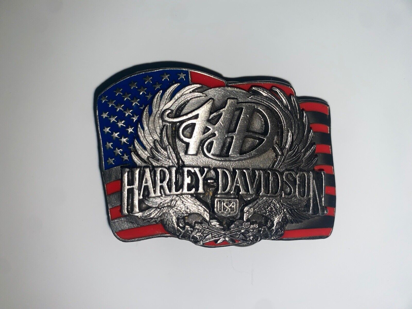 Vintage 1989 Harley Davidson Siskiyou Belt Buckle - Eagles/Flag