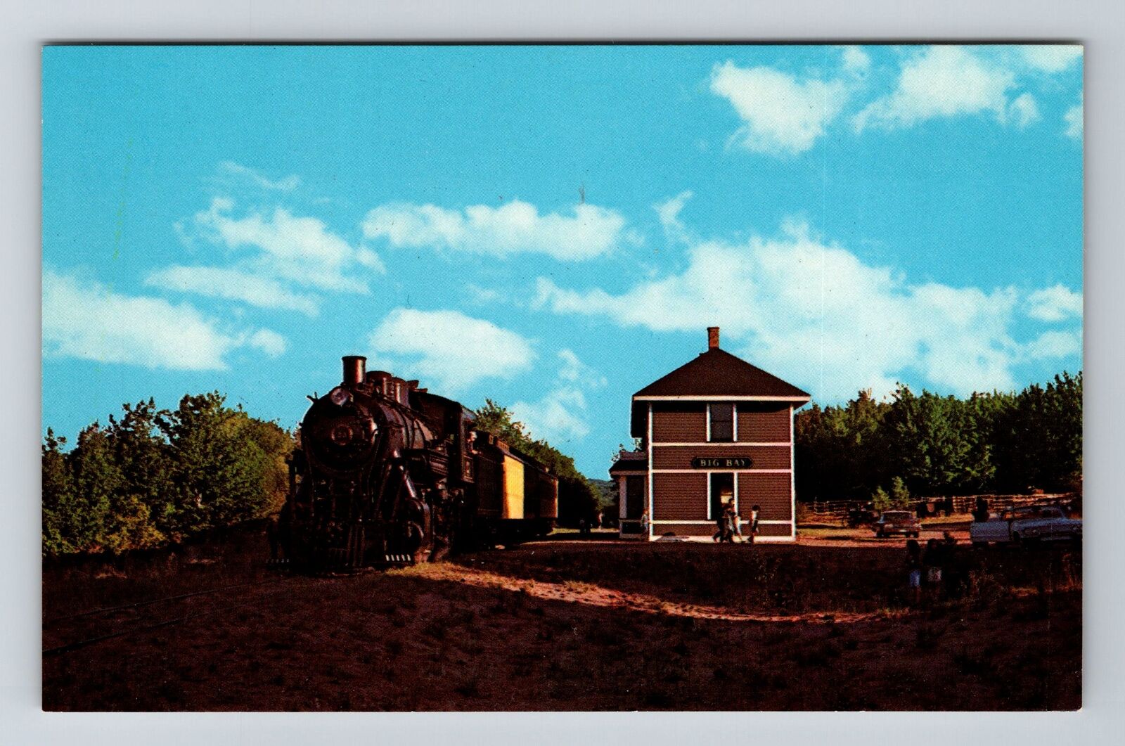 Big Bay MI-Michigan, Passenger Train, Vintage Postcard