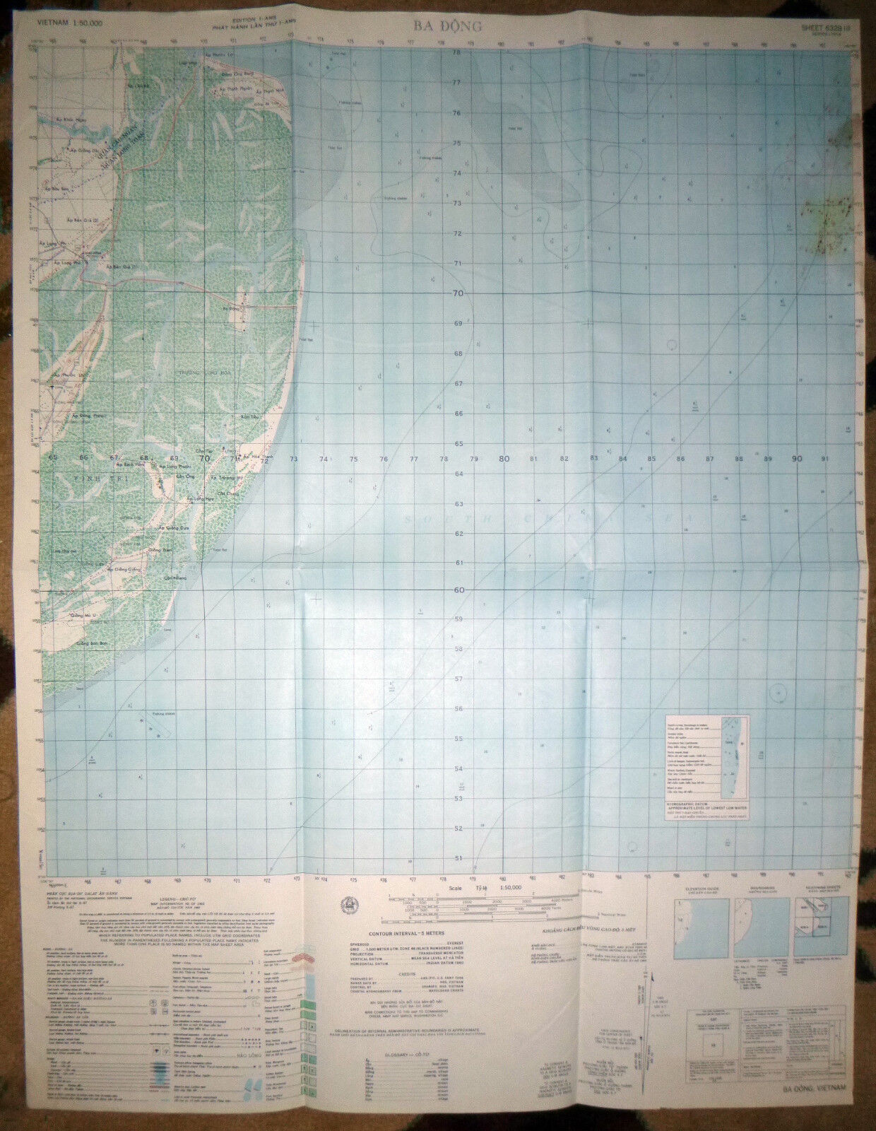 6328 iii - SOUTH CHINA SEA - 1966 MAP - BA DONG - MACV-SOG - Vietnam War