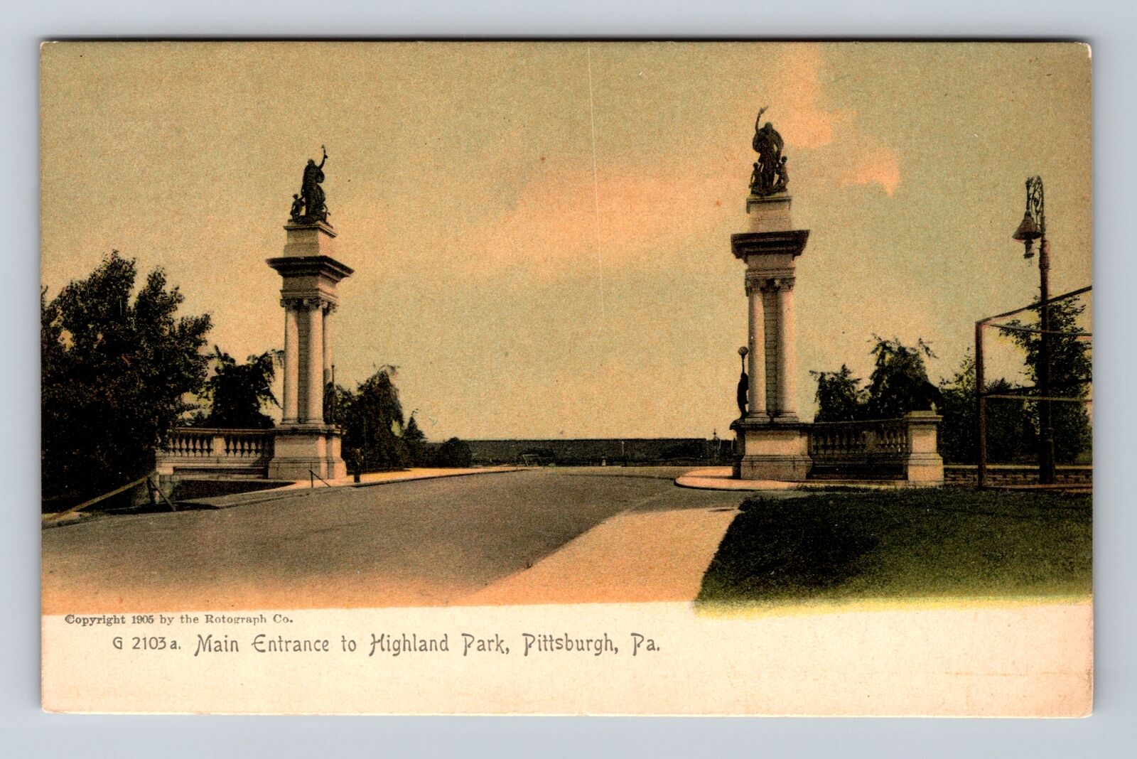 Pittsburgh PA-Pennsylvania, Main Entrance to Highland Park, Vintage Postcard