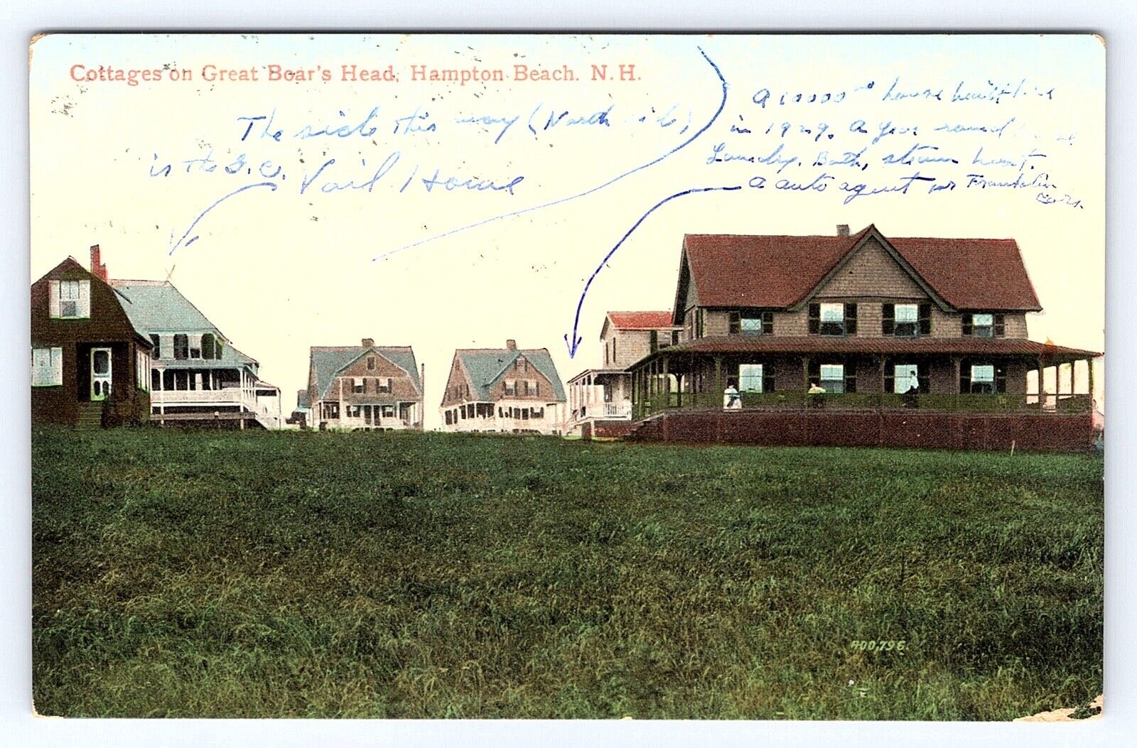 Vintage New Hampshire Cottages on Great Boar's Head, Hampton Beach, N.H. - c1915
