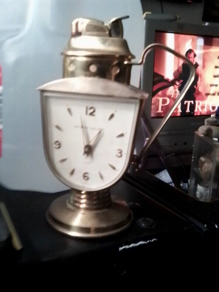 Rare 1956-60 Phinney Walker Art Deco Style Clock & Evans Table Lighter Working