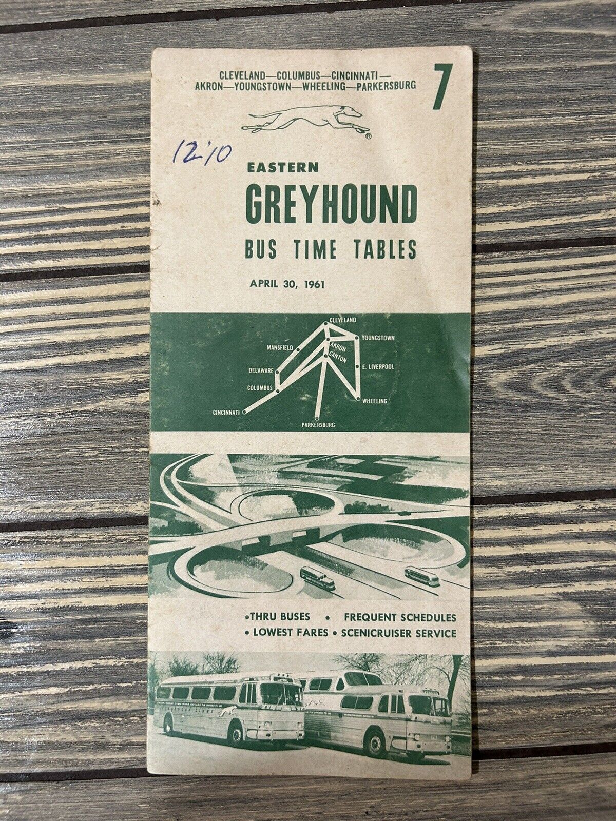 Vintage April 30 1961 Eastern Greyhound Bus Time Table 7 Pamphlet 