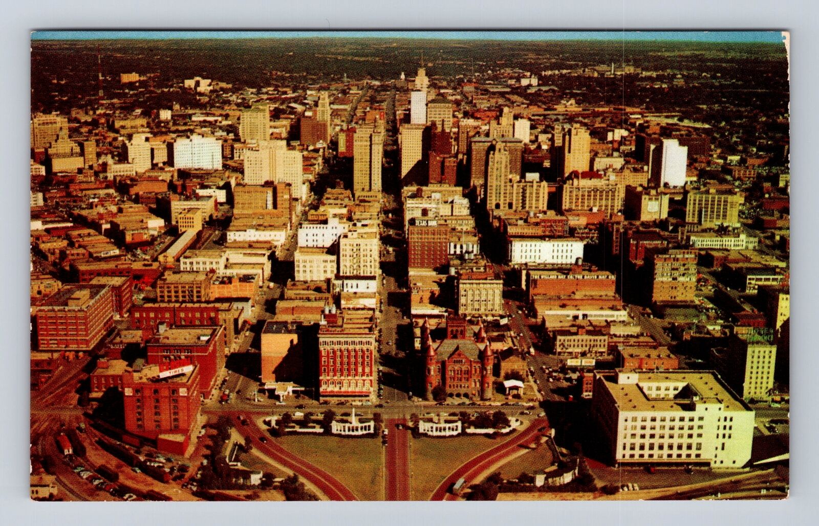 Dallas TX-Texas, Aerial Downtown, Central Expressway, Antique, Vintage Postcard
