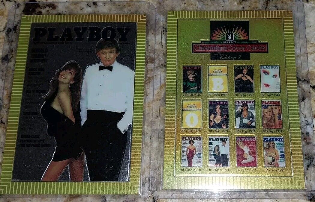 Donald Trump 1995 Playboy Chromium Cover Cards  And Checklist Card MINT 