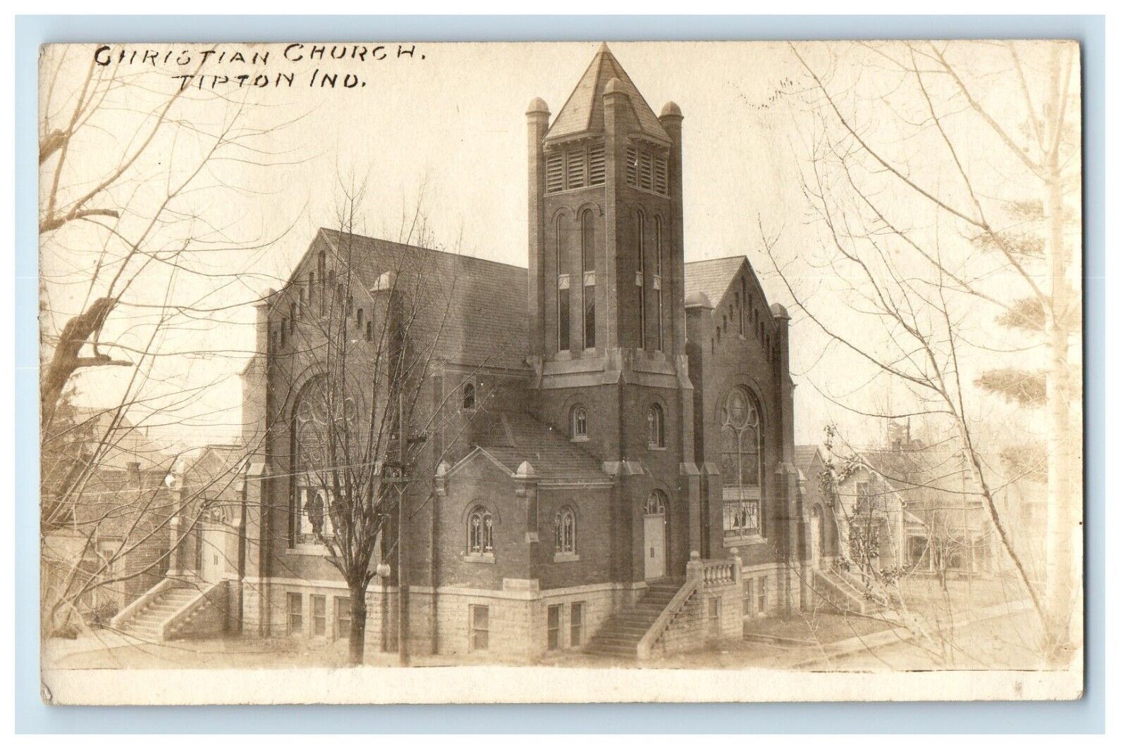 c1910's Christian Church Tipton Indiana IN RPPC Photo Unposted Antique Postcard
