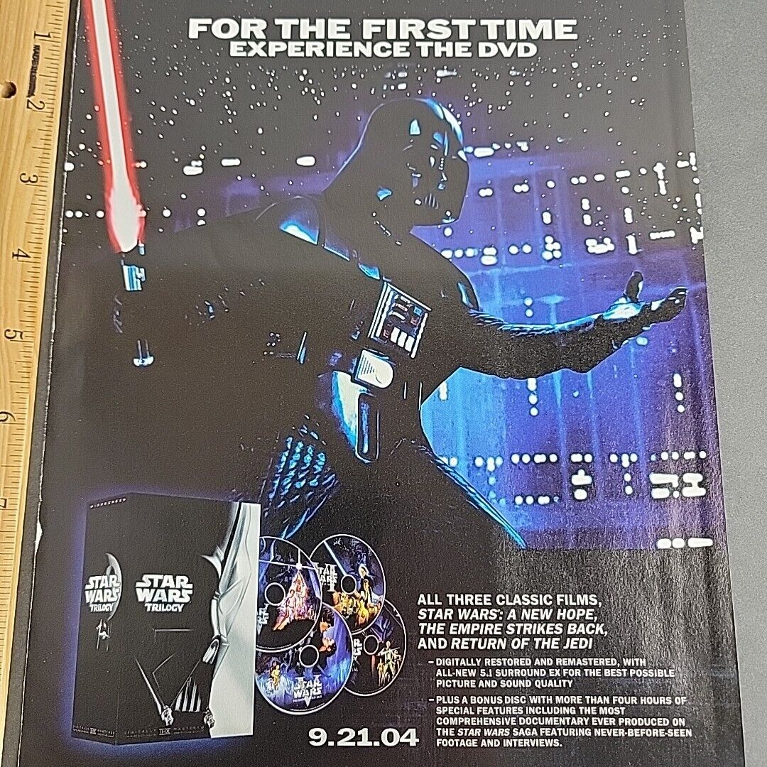 2004 Print Ad Darth Vader Star Wars DVD Experience For the First Time Promo Page