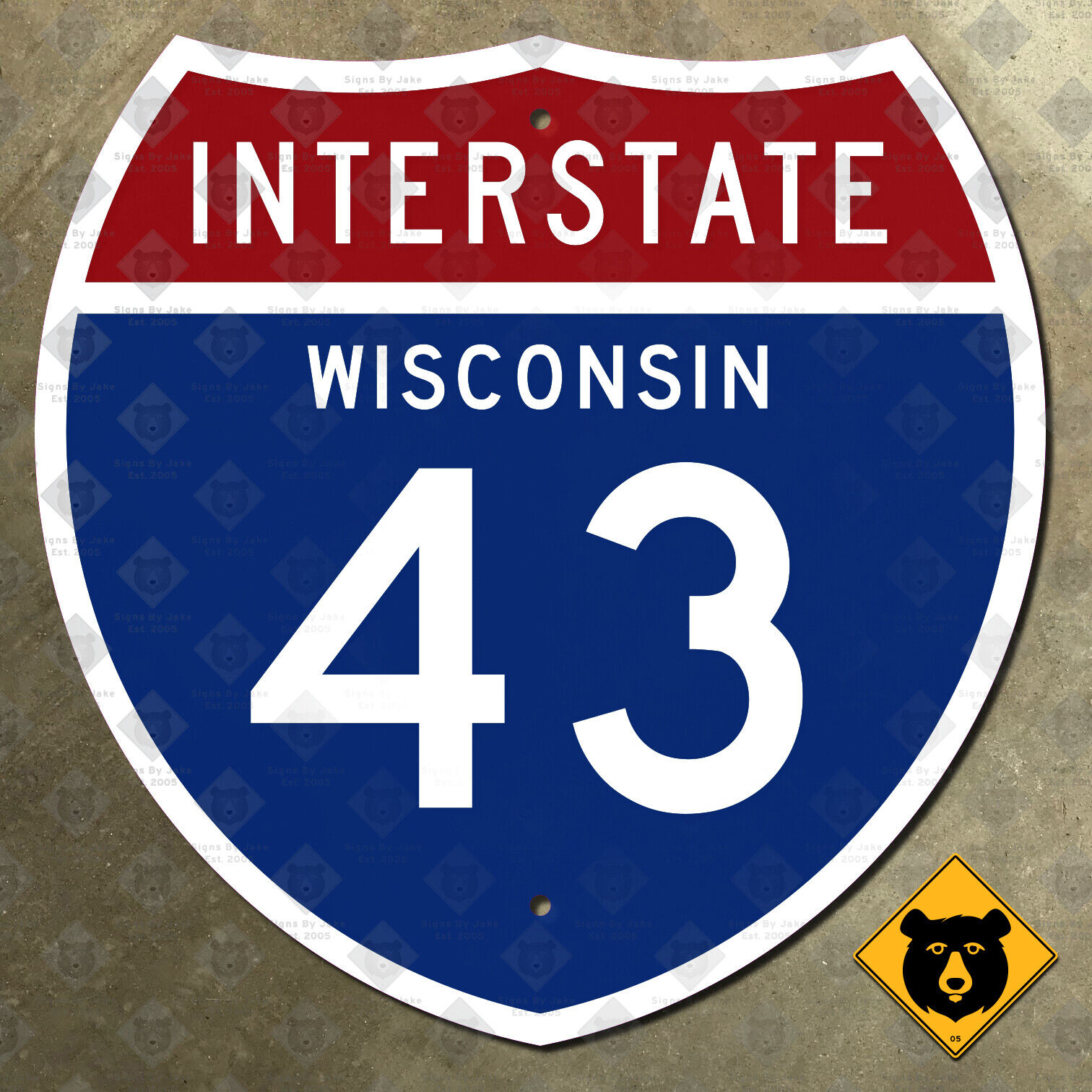 Wisconsin interstate route 43 highway marker road sign 1957 Green Bay 12x12