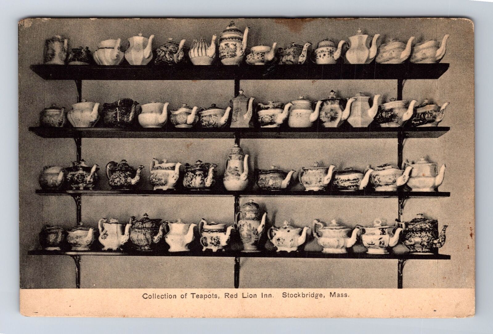 Stockbridge MA-Massachusetts, Collection Teapots, Red Lion Inn Vintage Postcard