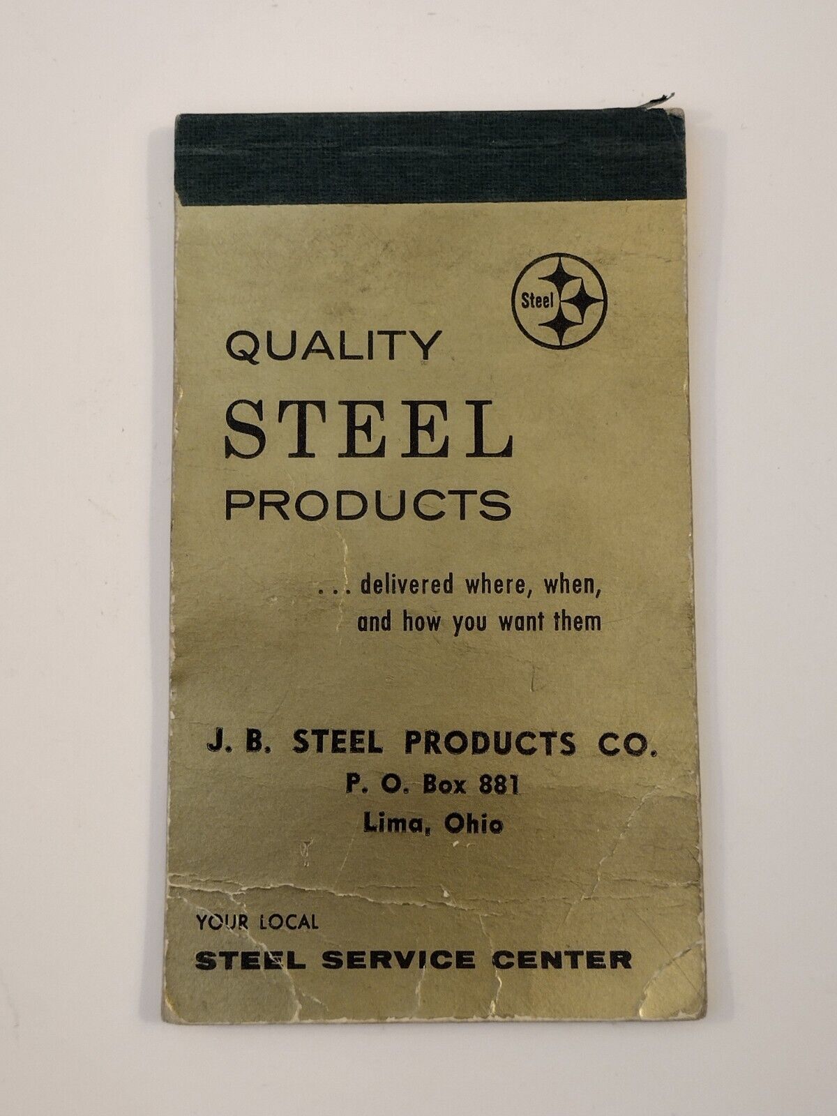 Vintage Quality Steel Products J.B. Lima Ohio Notepad Gold Bethlehem Advertising