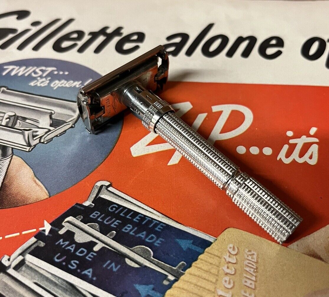 Gillette Slim Adjustable Vintage DE Safety Razor /1964 J-1