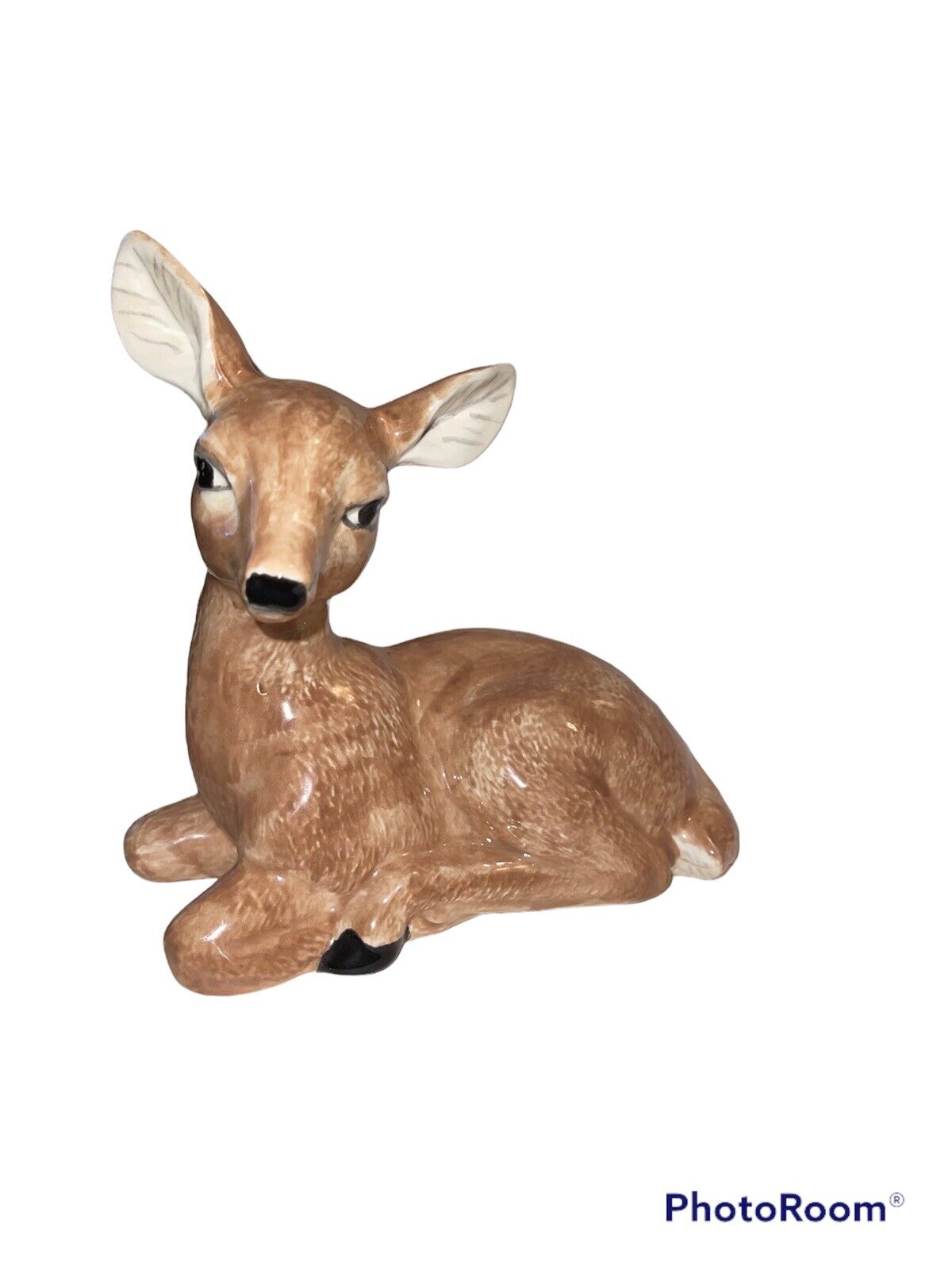 Vintage Sitting Ceramic  Deer Figurine 6.5” x 6” 