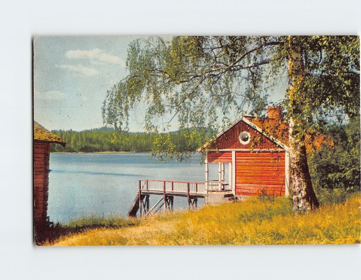 Postcard House Trees Lake Landscape Scenery