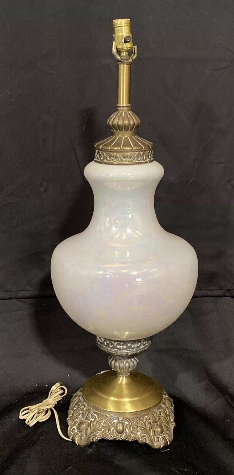 Vintage Antique Hollywood Regency Opalescent Table Lamp  33”