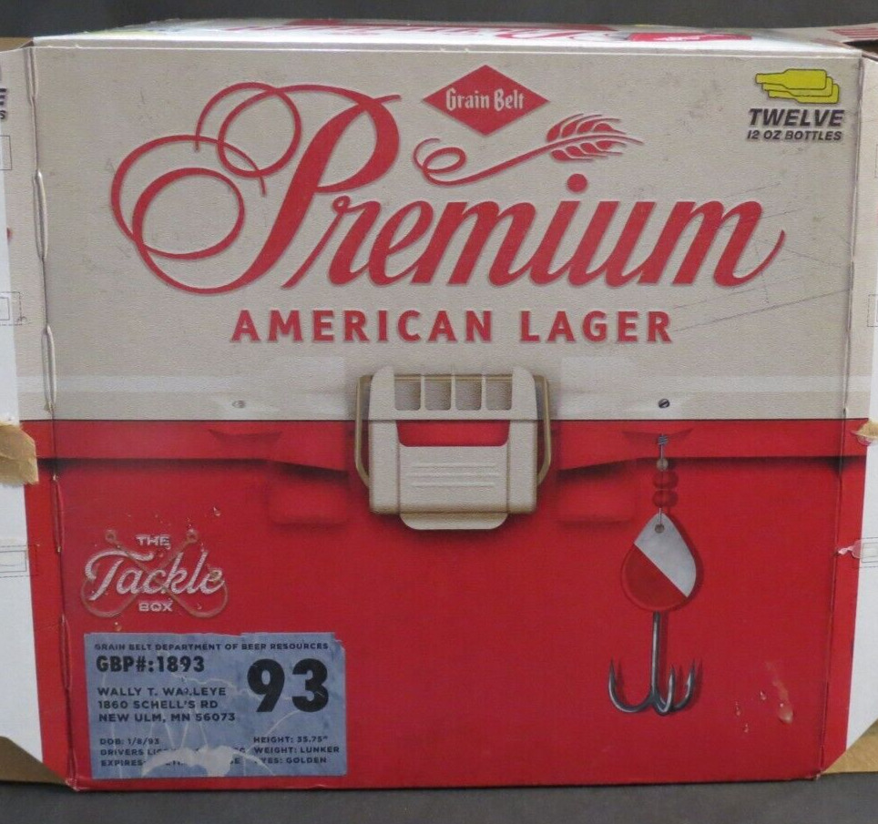 Grain Belt Premium Lager The Tackle Box Beer Can Empty Box Case Man Cave