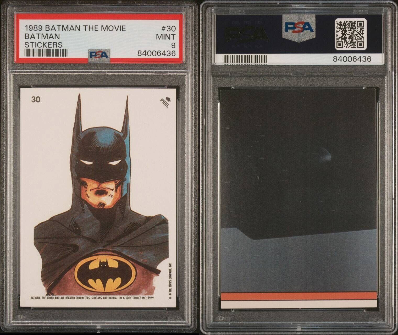 1989 Topps Batman The Movie Batman Stickers #30 PSA 9 Low Pop