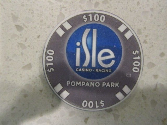 $100 Isle Casino Racing Pompano Park Chip Gray + FREE Las Vegas Poker Chip