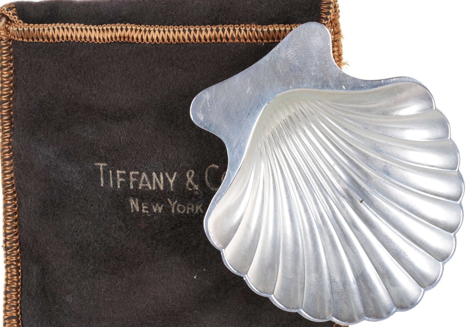 Vintage Tiffany Sterling shell form trinket dish/master salt.