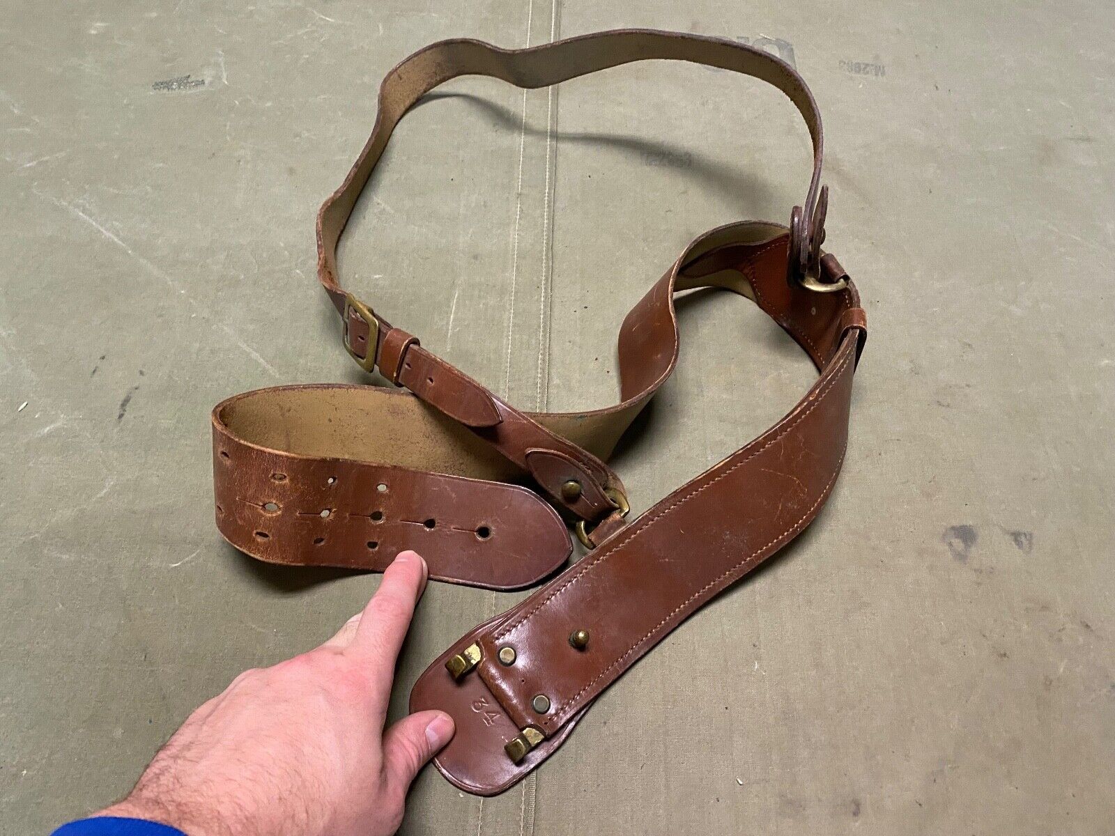 ORIGINAL WWI US ARMY OFFICE M1917 SAM BROWNE FIELD BELT & STRAP-FITS TO A 34 IN
