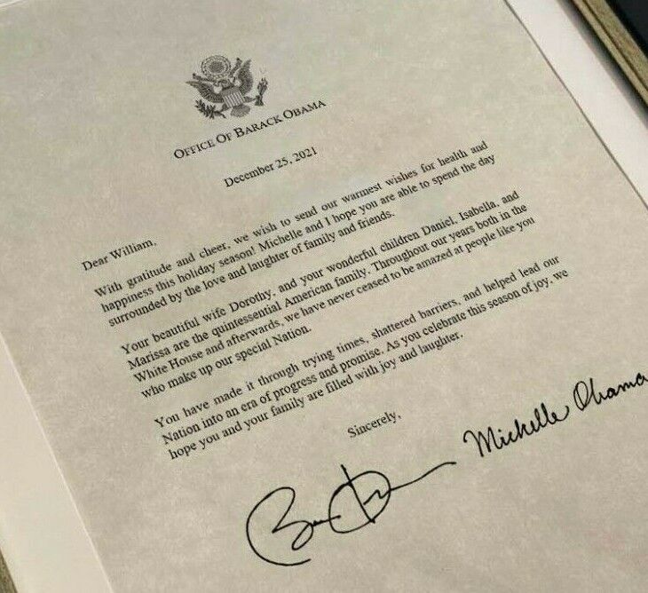 SIGNED Personalized Barack Obama Michelle Christmas 2023 Letter