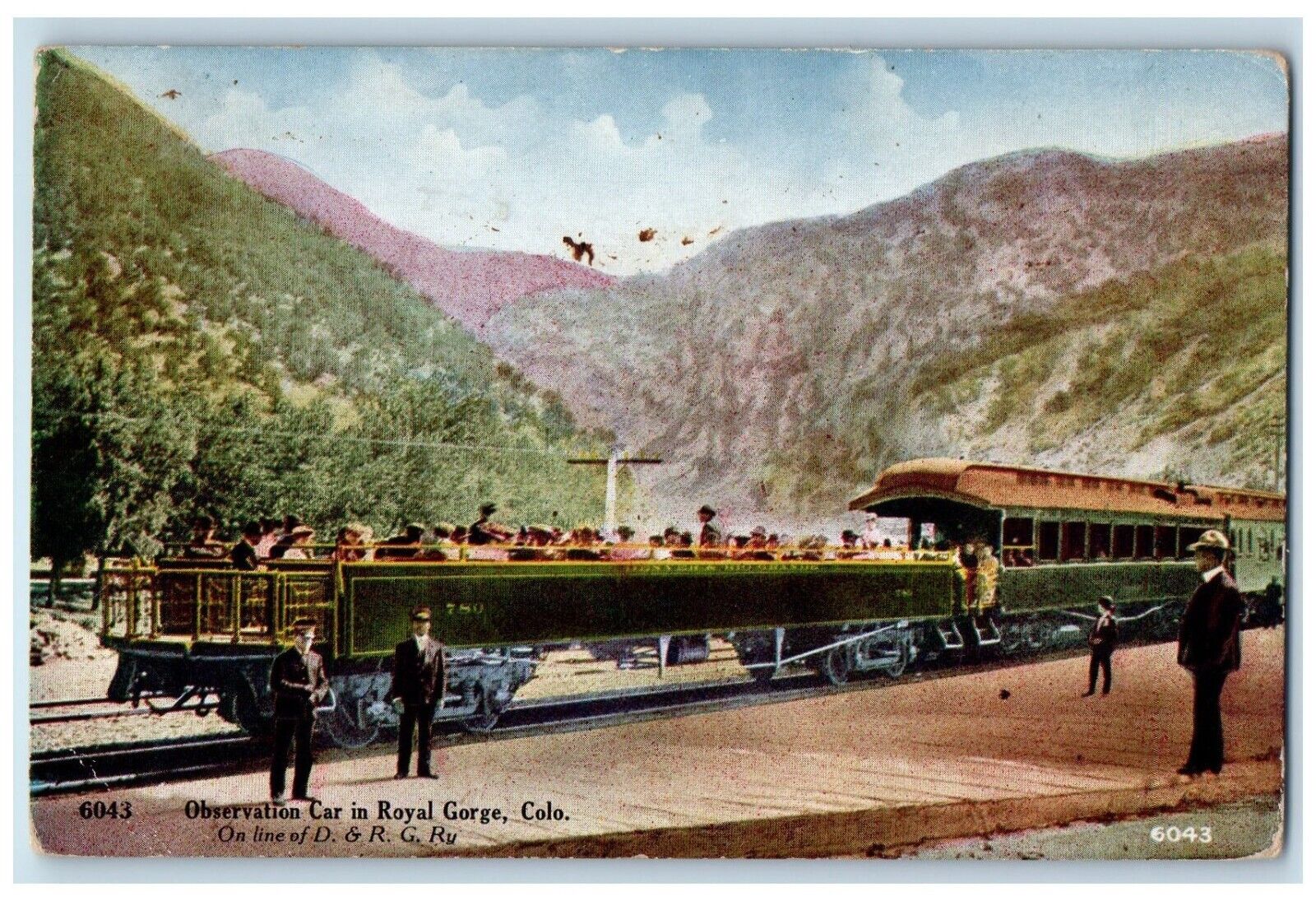 1909 Observation Car RR Royal Gorge Colorado CO Kansas Vintage Antique Postcard