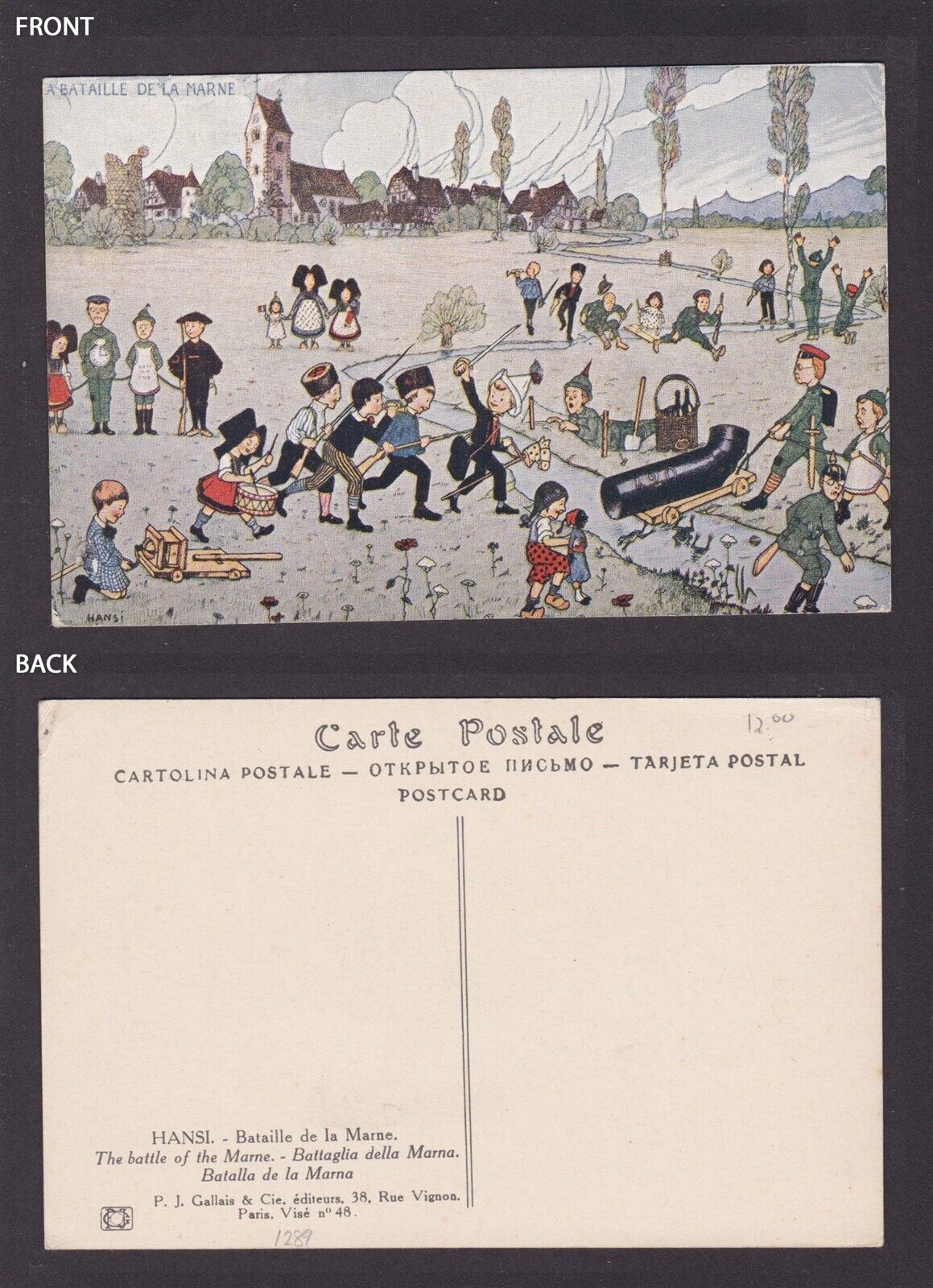 FRANCE, Postcard, Hansi, The battle of the Marne, Propaganda, WWI