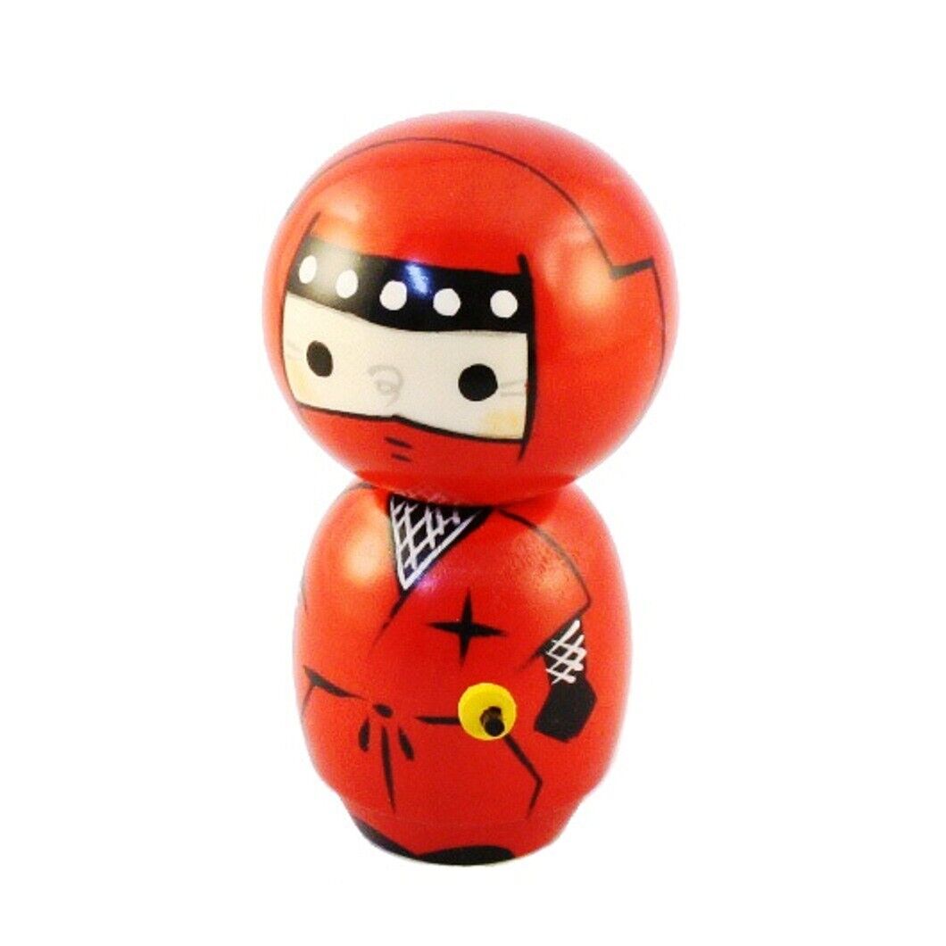 A490278R A Cute Creation Kokeshi doll NINJYA Design Red 12cm
