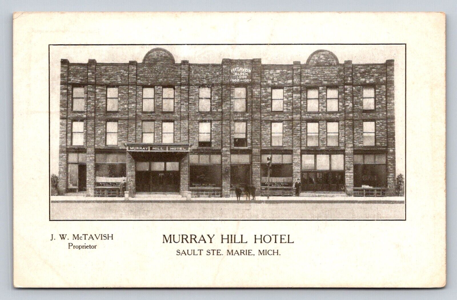 c1910 J W McTavish Proprietor Murray Hotel Sault Ste Marie   Michigan P307