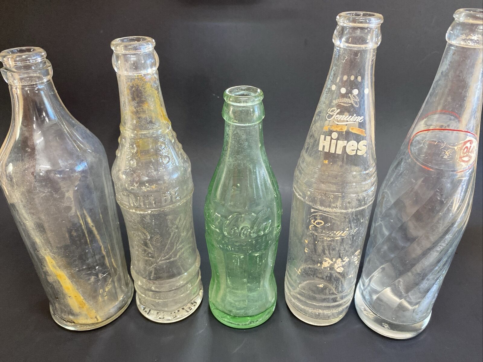OLD Soda Bottles ACL Embossed Coca Cola Mixed Lot of 5