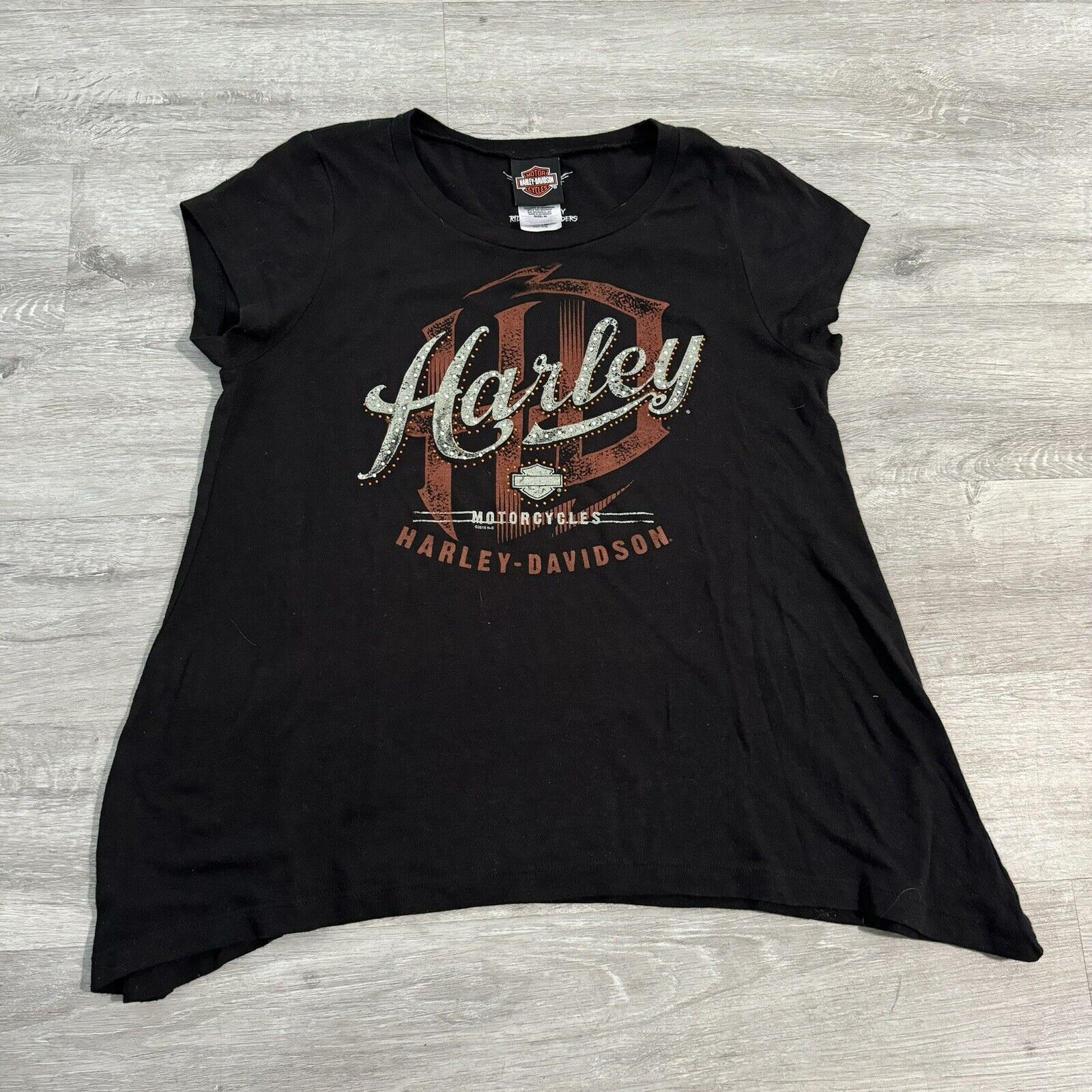 Harley Davidson Black Logo Shirt Size Medium Womens Bedazzled Leesburg Florida