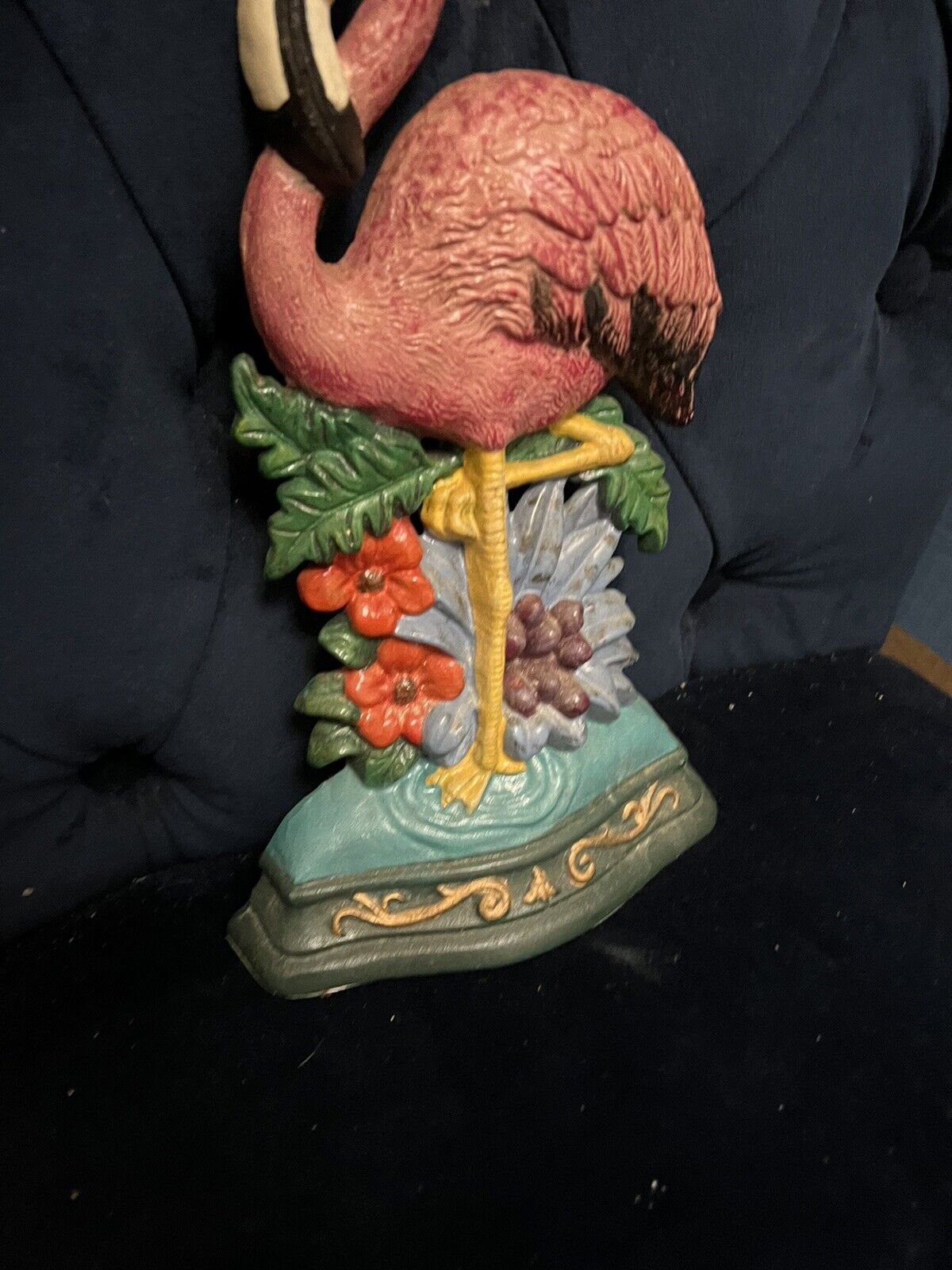 Vintage Cast Iron Tropical Flamingo Figure