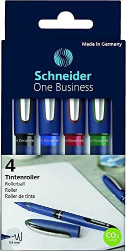 Rollerball pens set, SCHNEIDER, One Business, 0.6mm, 4 pcs, assorted colours