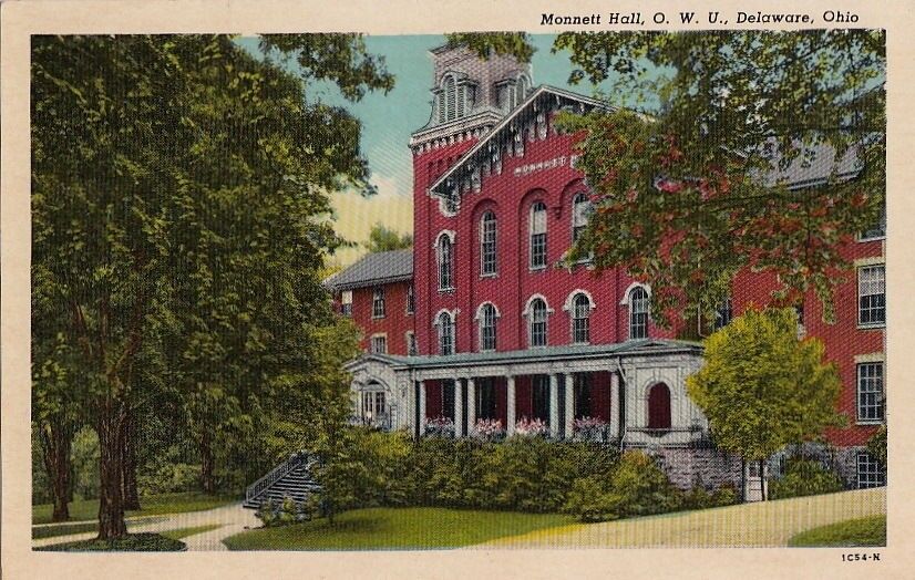Postcard Monnett Hall OWU Delaware OH