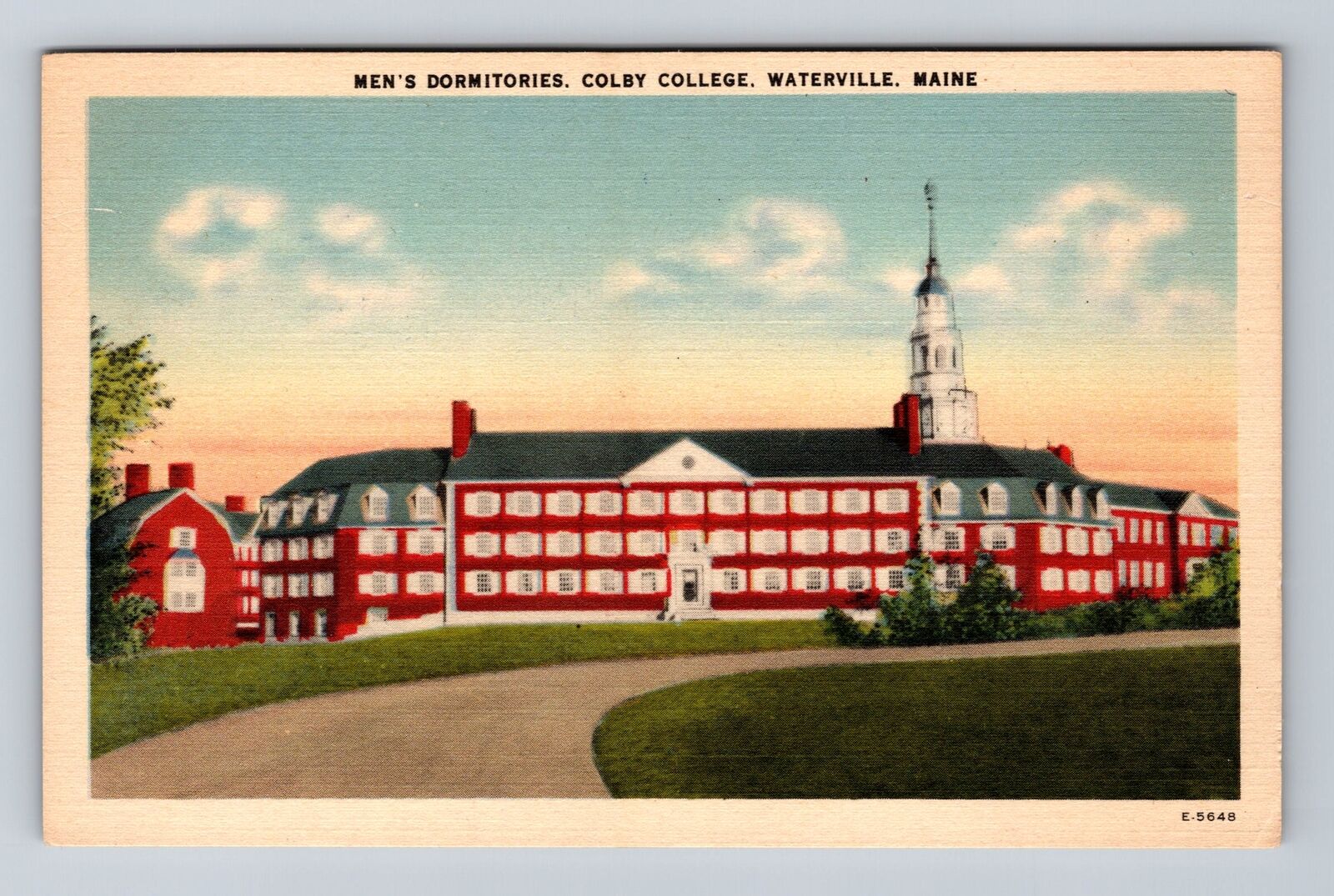 Waterville ME-Maine, Colby College, Men's Dorms, Antique Vintage Postcard