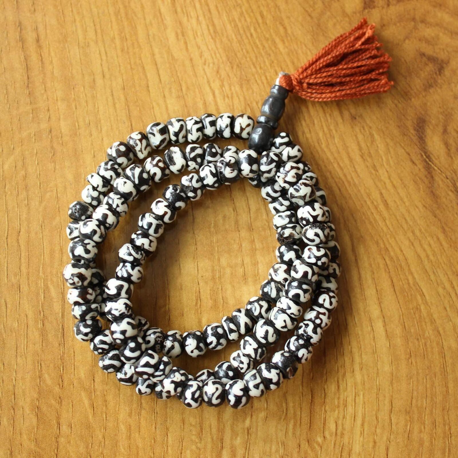 ML200 Tibetan Buddhist 108 Mala Mantra Om 8mm Bone Rosary 108 Pray Necklace