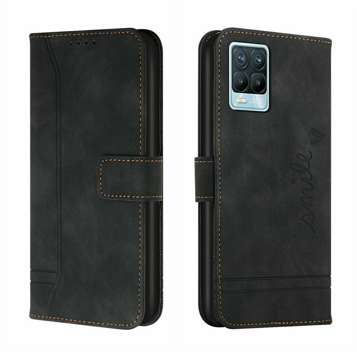 Leather Flip Wallet Phone Case For Oppo Realme 8 C25 C17 Narzo A15 A12 A5 Reno