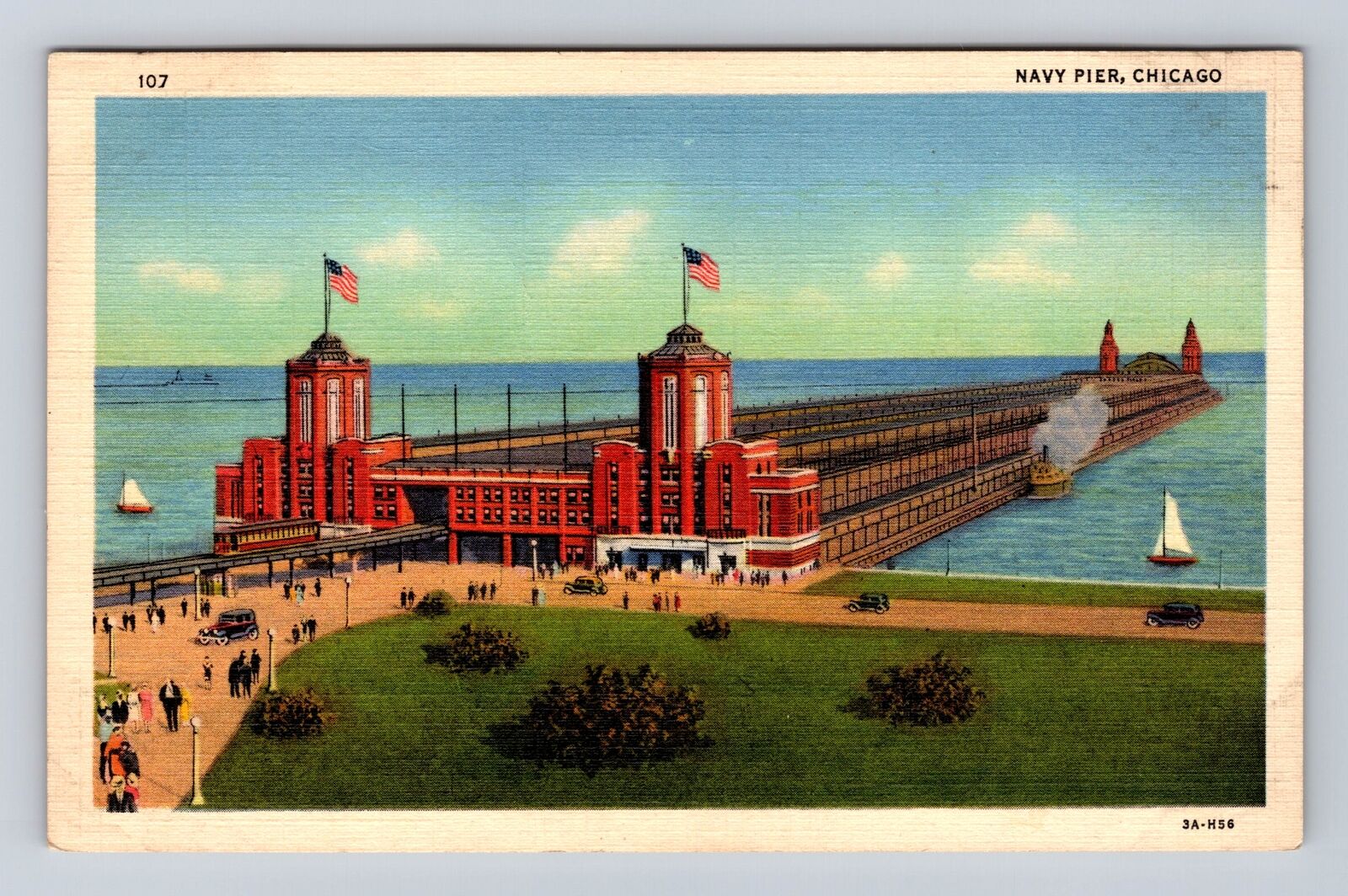 Chicago IL-Illinois, Navy Pier, Antique, Vintage Souvenir Postcard