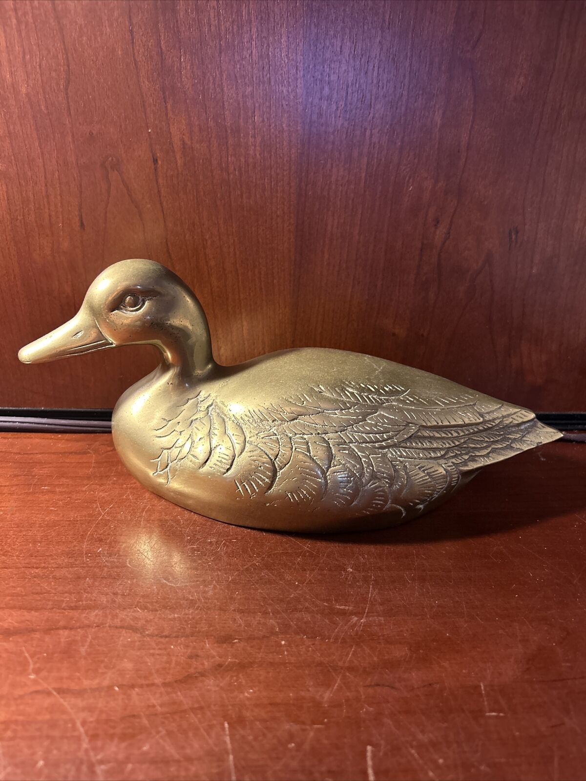  Vintage 10.5” Brass Decorative Mallard Duck Figurine