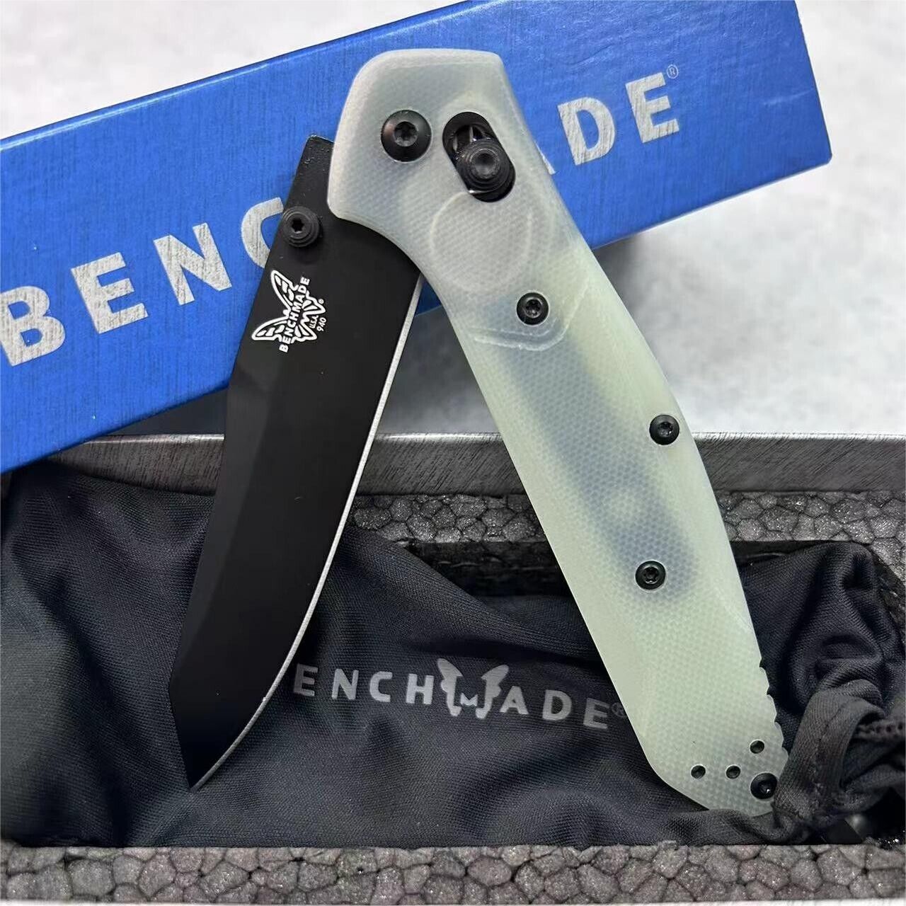 Benchmade Osborne 940BK-2004 Jade Handle Black G-10 Blade AxisLock Folding Knife