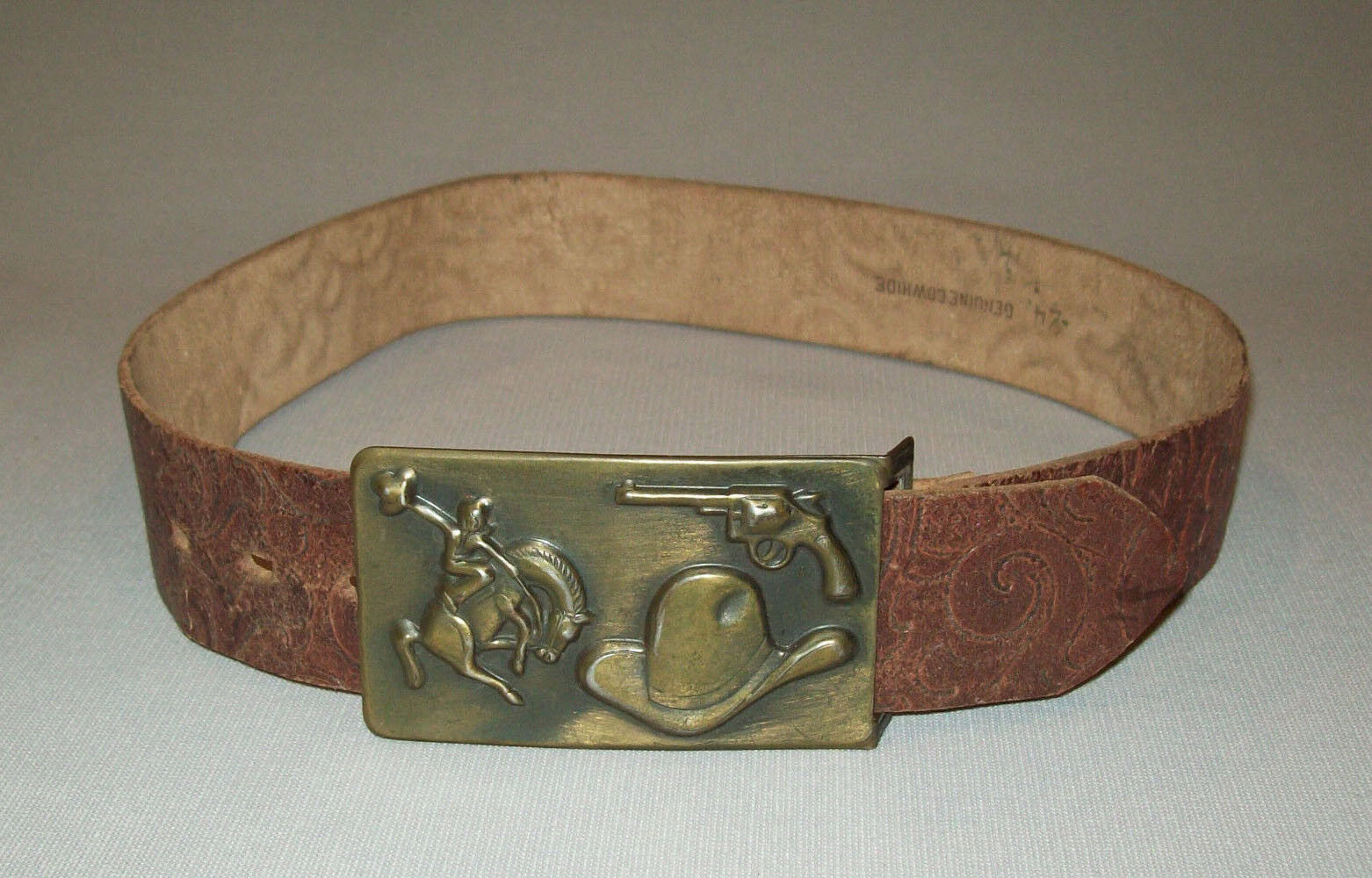 Old vtg ca 1950s Small Leather Cowboy Belt 24\
