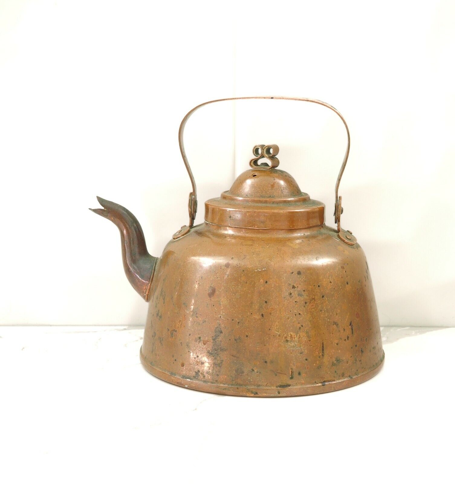 Antique copper tea kettle marked J & CG Bolinder Stockholm  circa 1844-1892