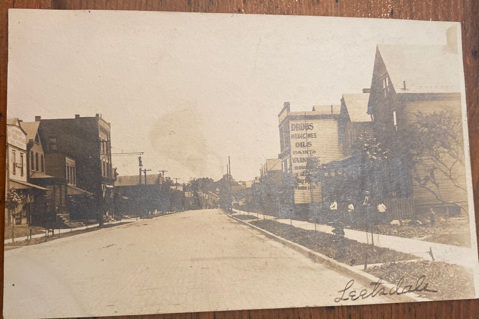 RPPC: Leetsdale PA Great Street View Drug/Paint Store People Vintage Postcard