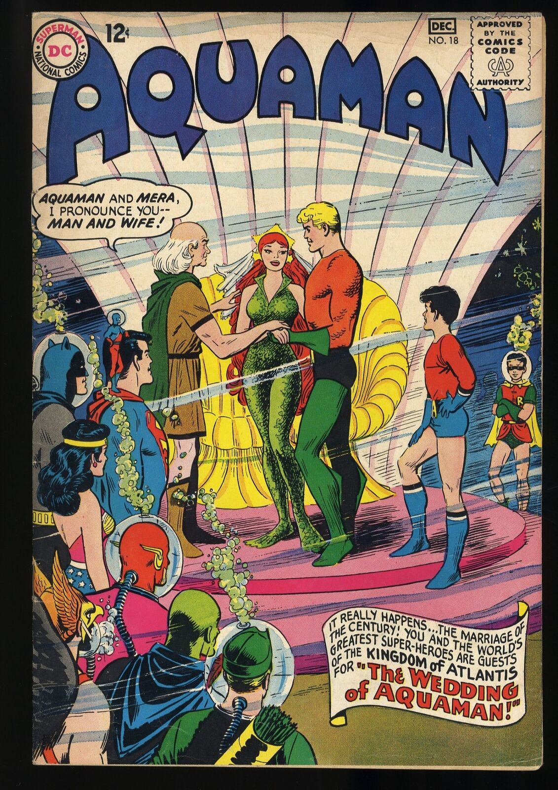 Aquaman #18 FN- 5.5 App. by JLA Mera and Aquaman Wedding DC Comics 1964