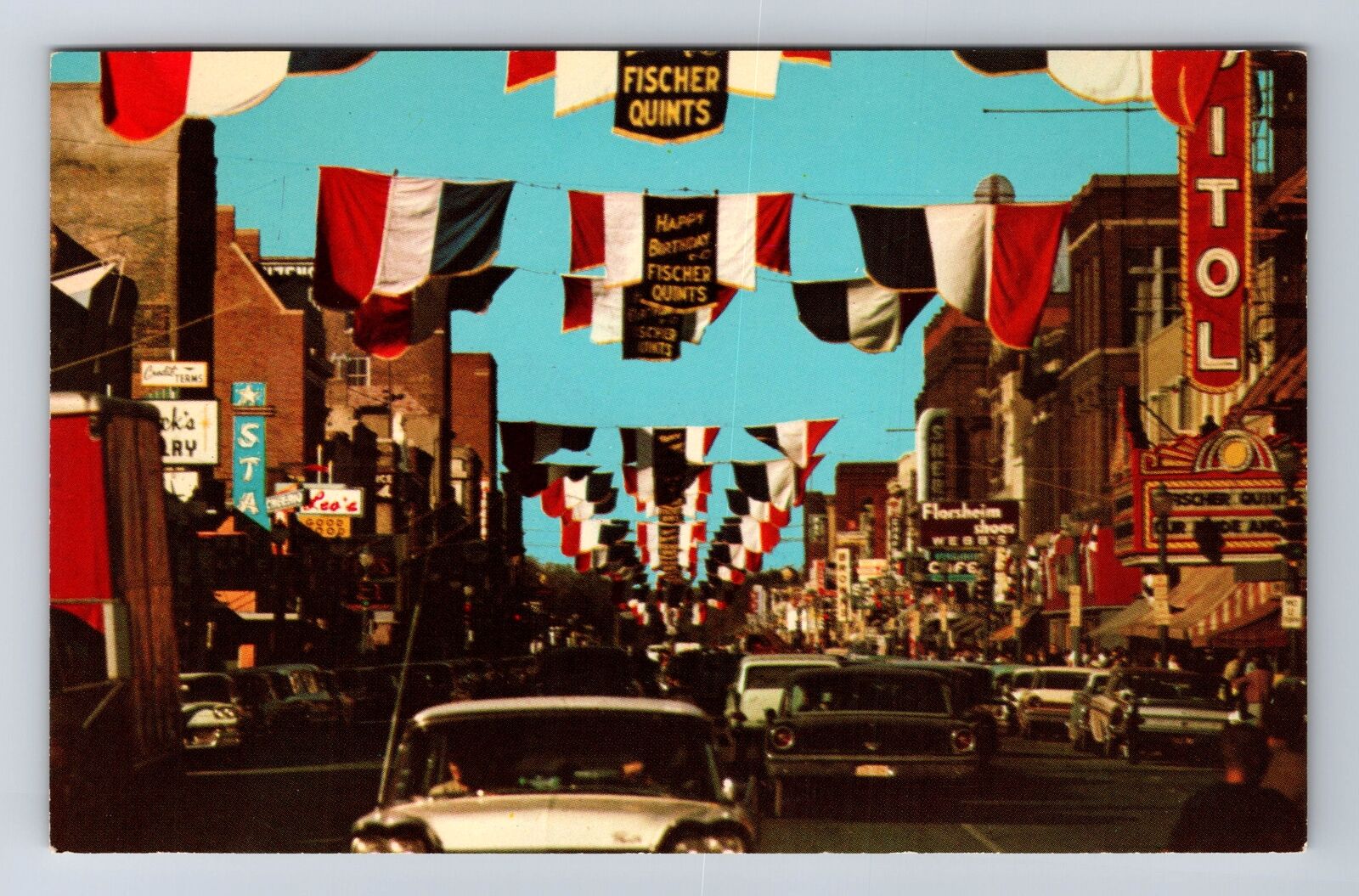 Aberdeen SD-South Dakota, Main Street Quints Parade, Vintage Souvenir Postcard