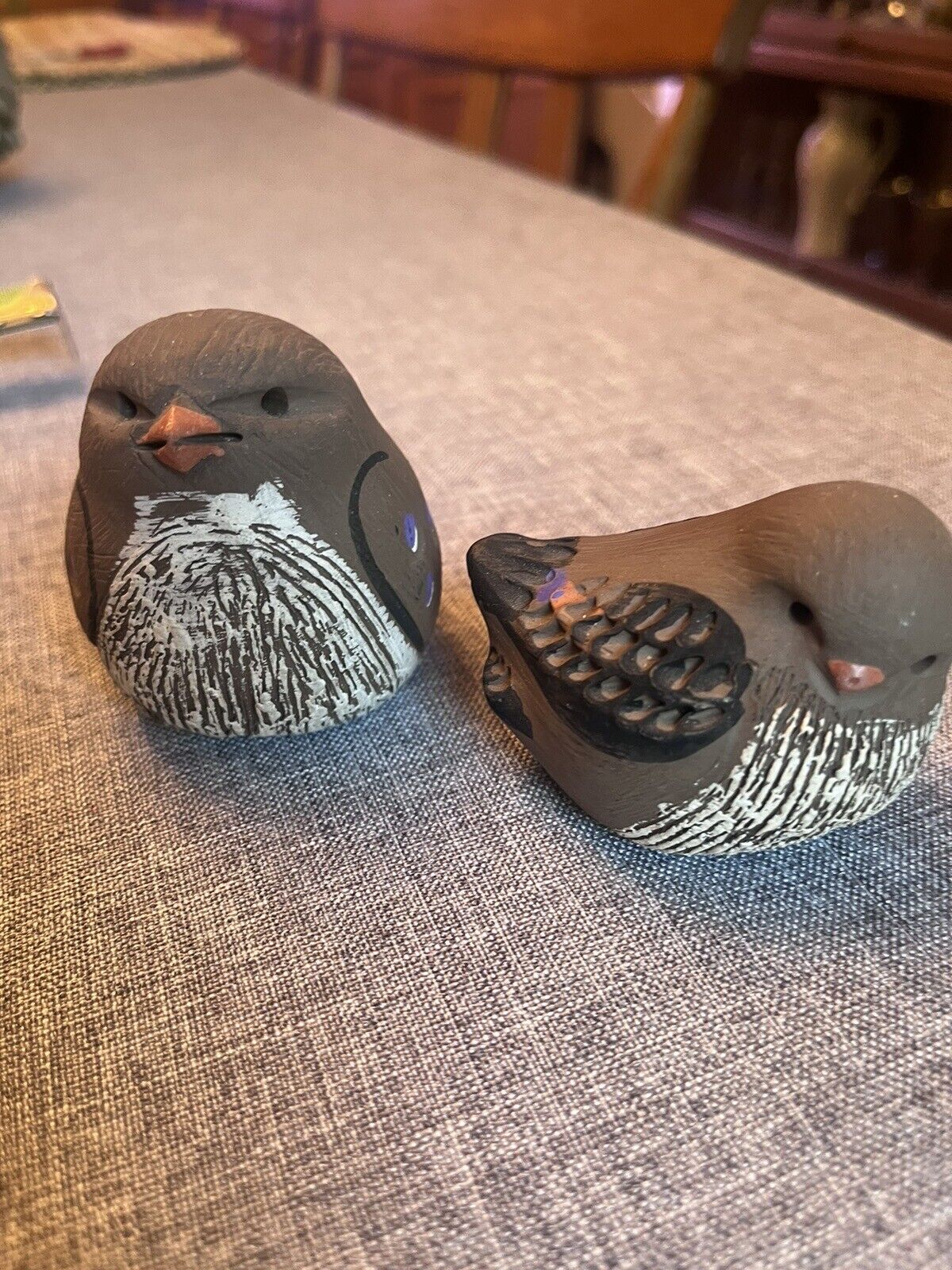 Vintage Trondheim Norway Brown with Purple spots on wings Ceramic Pottery Birds