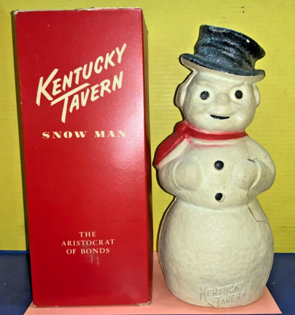 Vintage Kentucky Tavern Paper Mache Snowman Bottle Cover w/ Box - AS IS (C)