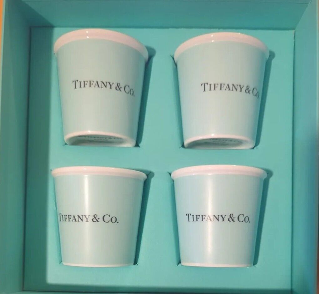 4x SET- Tiffany & Co. Everyday Objects Bone China Espresso Paper Cups In BOX NEW