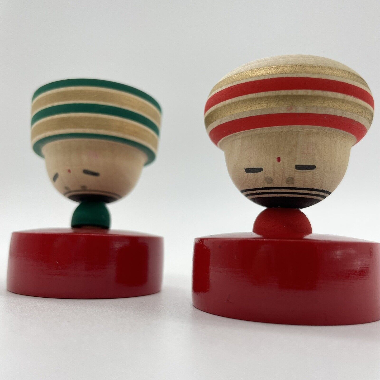 Rare Sousaku (Creative) kokeshi japanese wooden doll Koma Spin top K100 Pair set