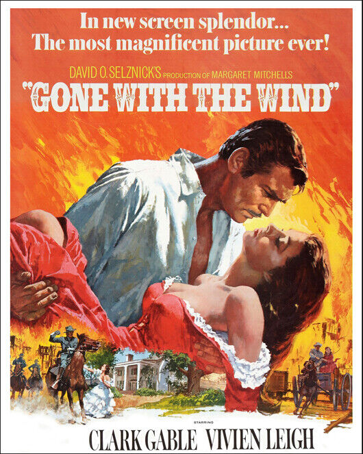 1939 GONE WITH THE WIND Glossy 8x10 Photo Clark Gable and Vivien Leigh Print