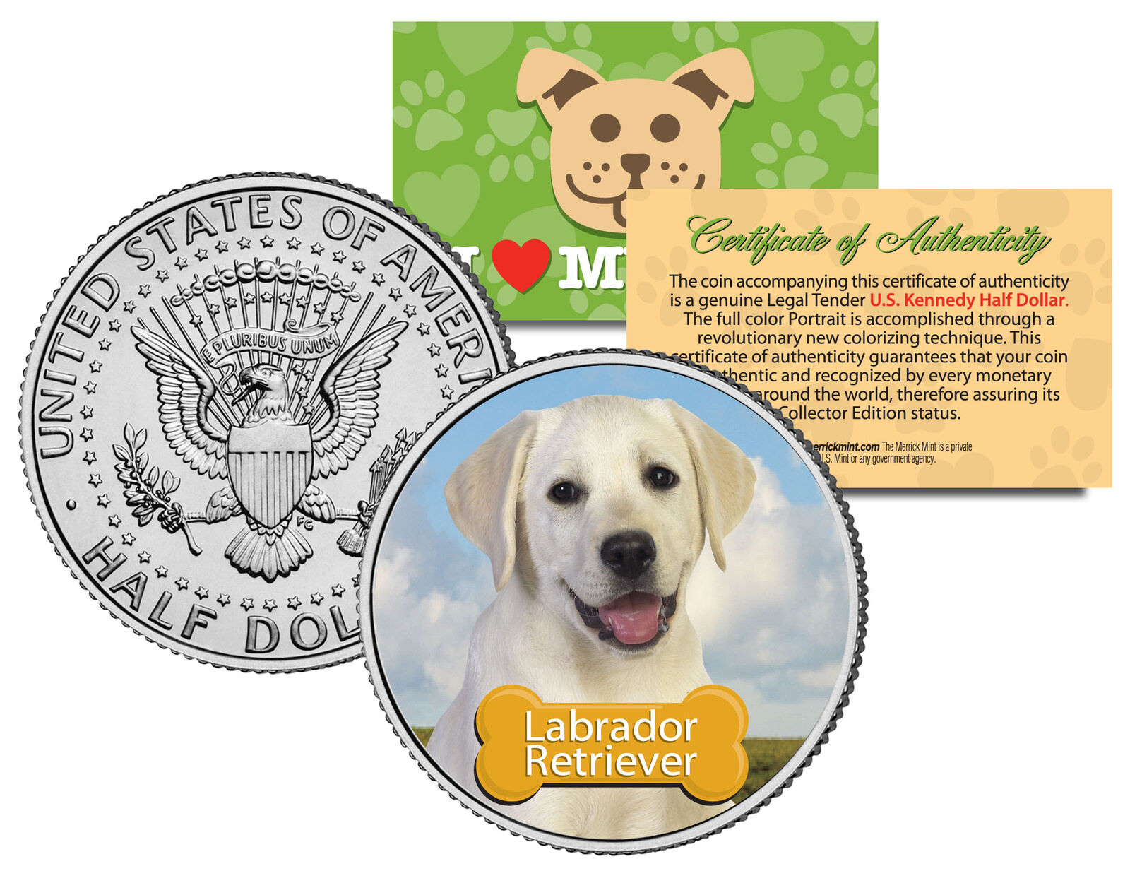 LABRADOR RETRIEVER *Dog* JFK Kennedy Half Dollar Colorized Coin -Limited Edition